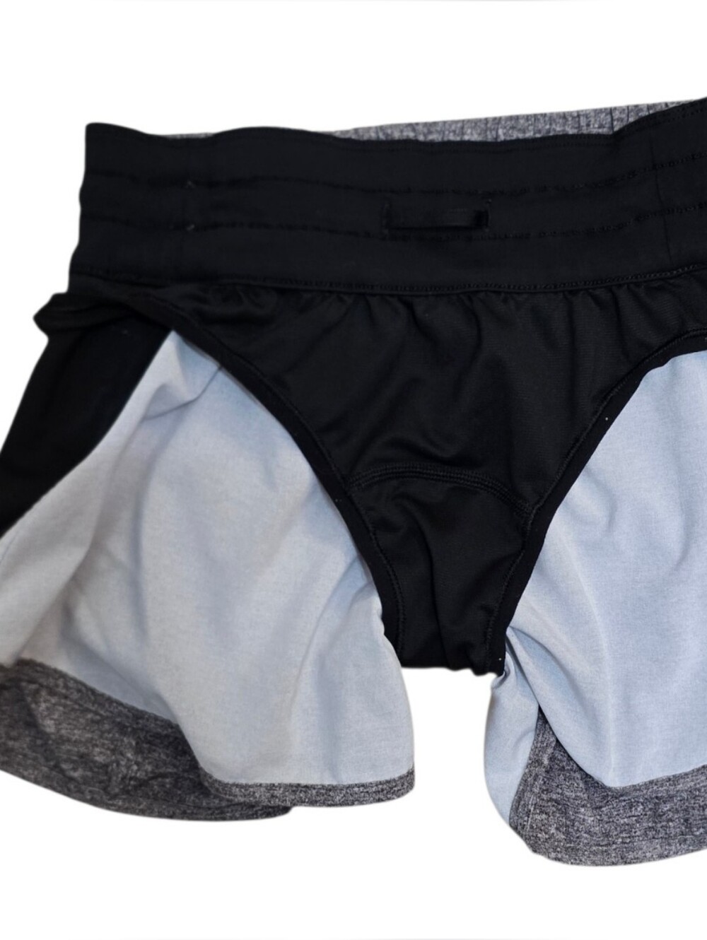 Lululemon Running Shorts Heather Gray Black Athletic Lined Zip Pocket Size 4 - Picture 7 of 7